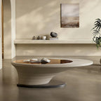 Light Luxury Modern Minimalist Oval Glass Tabletop Coffee Table Gray Base 51 in. - L 51.18W 25.59H 14.37
