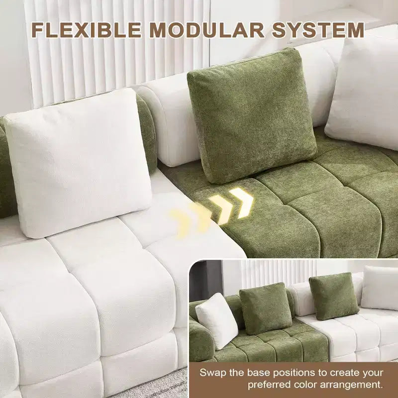 110.23 in. W Colorblock Modular 4-Seater Chenille Sofa with Curved Armrests