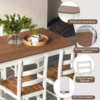 Costway 5-Piece Dining Set Solid Wood Kitchen Furniture with Rectangular Table & 4 Chairs Natural/Coffee/Grey