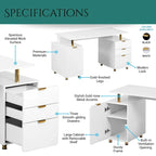 Modern Executive Floating Desk with 3 Drawers & Sleek Work Surface