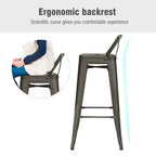 Costway Set of 4 Metal Bar Stools 30 Bar Height Barstools Industrial W/ Low Back Steel