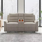 Beige/Gray Tech Fabric Reclining Loveseat Sofa, 2-Seat, Adjustable Backrest & Footrest