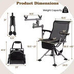 Costway Portable Hunting Chair w/360 Swivel Adjustable Legs & Armrests Holder