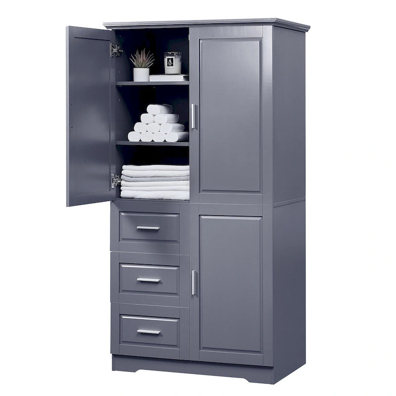 Tall and Wide Storage Cabinet with Doors for Bathroom/Office