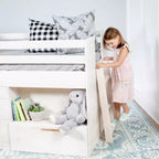 Max & Lily Modern Farmhouse Low Loft Bed with Storage Drawer, Solid Wood Bed for Kids