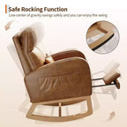 Modern Soft Rocking Chair with Pillow & Side Pockets, for Living Room, Bedroom