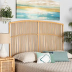 Malvina Modern Bohemian Natural Rattan Wall-mountable Headboard-Queen
