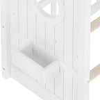 Twin Size Floor House Bed, Kids Montessori Playhouse Bed with Storage Shelf and Roof Design