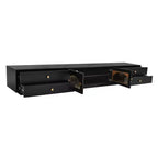 TV Stand for 95 TV, Extra Long Media Console with 2 Doors & 4 Drawers, Large TV Storage Cabinet Entertainment Center with Fluted Glass Doors