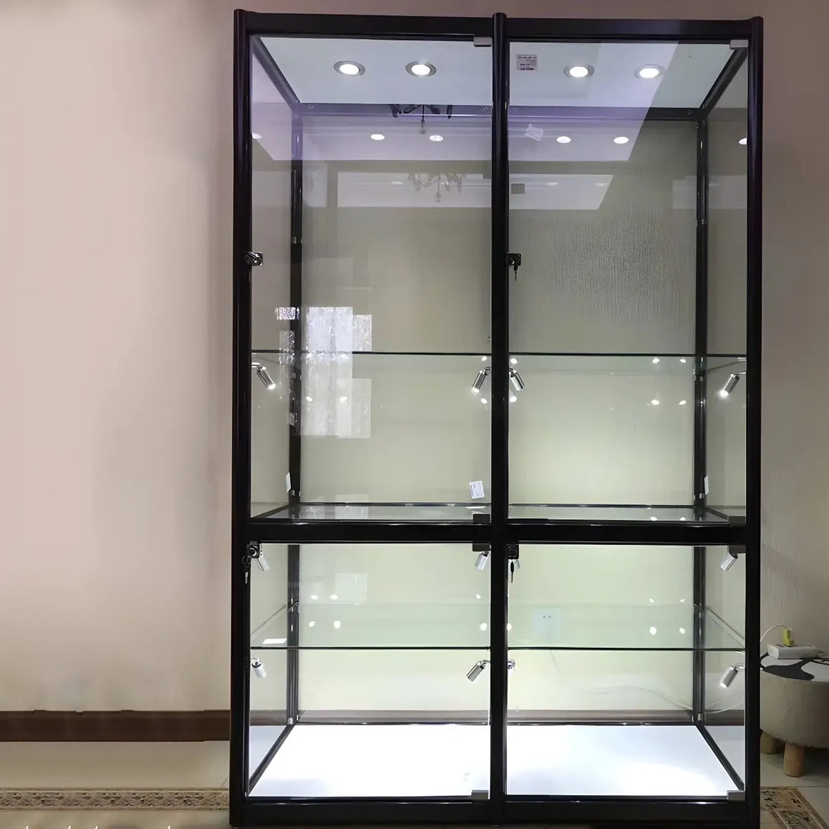 Contemporary Rectangular Black Glass Curio Cabinet