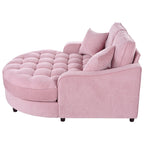 Chenille Chaise Lounge Sofa Bed, Upholstered Sofa Couch with Tufted Backrest and 2 Detachable Pillows for Living Room