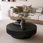 Modern Solid Wood Veneered Round Coffee Tea Table with Storage