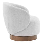 Spruce&Spring Upholstered Swivel Accent Barrel Chair with Wood Base