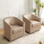 Cuenca Modern Upholstered Barrel Chair with Swivel Base Set of 2