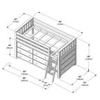 Max & Lily Twin-Size Low Loft with Pull-Out Desk and 3-Drawer Dressers