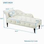 Modern 60.6  Velvet Upholstered Buttons Tufted Chaise Lounge Chair with Solid Wood Legs and Nailheads