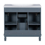 36 Modern Bathroom Vanity with Top Sink and Mirror Cabinet,2 Doors and 2 Drawers
