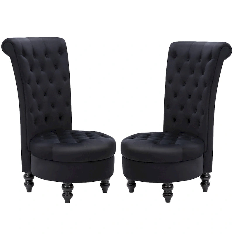 AVAWING Set of 2 Throne Royal Chair Thick Padding and Rubberwood Legs