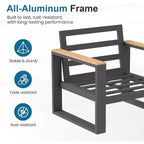 Heynemo Aluminum Outdoor Armchair, 2 Pieces All-Weather Metal Patio Single Sofa, Patio Conversation Set for Porch Backyard Garden