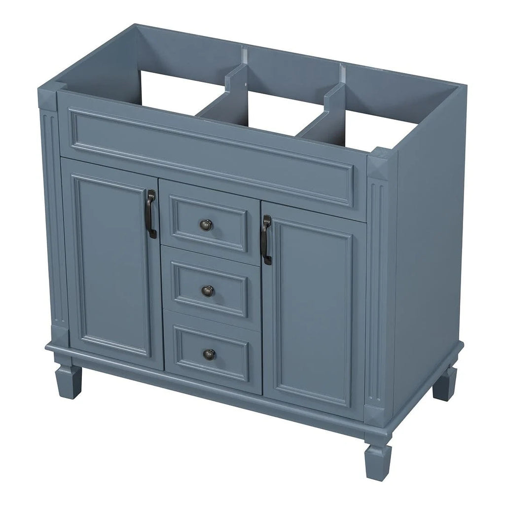 36 Modern Bathroom Vanity with Top Sink and Mirror Cabinet,2 Doors and 2 Drawers