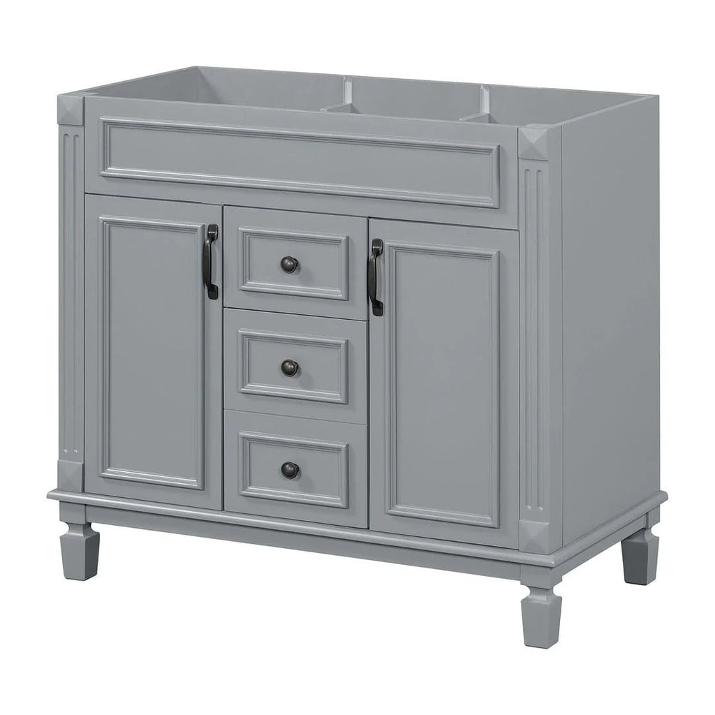 36 Modern Bathroom Vanity with Top Sink and Mirror Cabinet,2 Doors and 2 Drawers