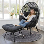 FINCATI Indoor Eggs Chair, 440 lbs Egg Chair Outdoor, Oversized Egg Chair with Ottoman, Luxury Cozy Egg Chair with Foot Rest