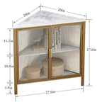 Javlergo Corner Table Modern Triangle 3-tier Storage Shelf with 2 Doors for Living Room Bedroom Office